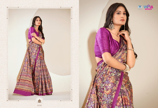 91176 Smriti Vipul Satan Silk Sarees