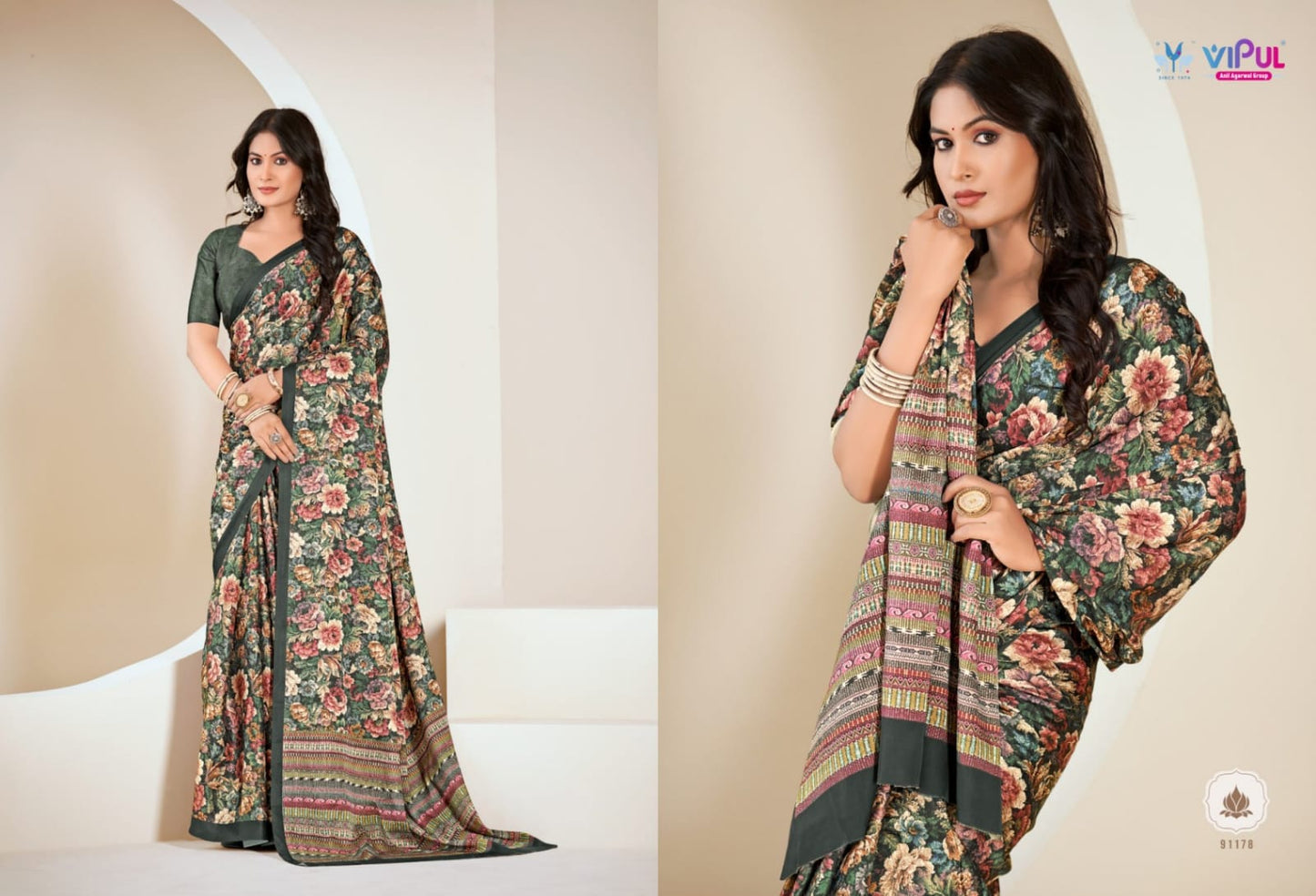 91178 Smriti Vipul Satan Silk Sarees