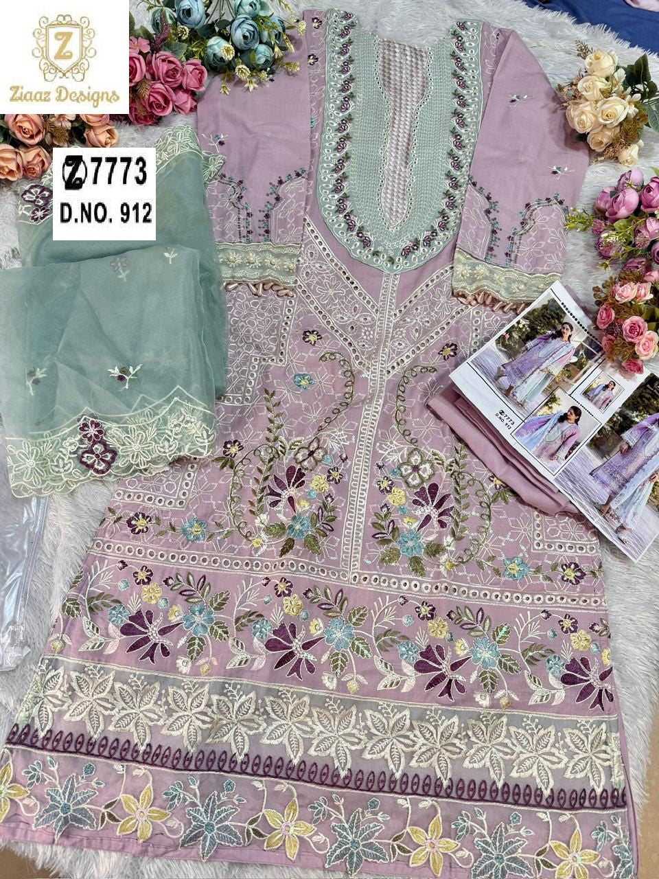 912 Ziaaz Designs Cambric Cotton Pakistani Salwar Suits