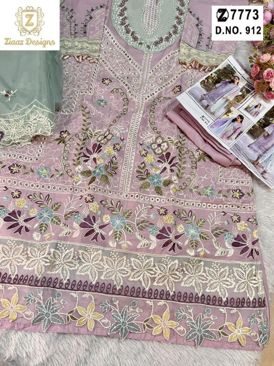 912 Ziaaz Designs Cambric Cotton Pakistani Salwar Suits