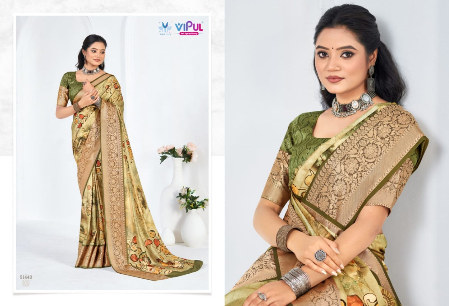 91440 Madhura Vol 3 Vipul Soft Silk Sarees