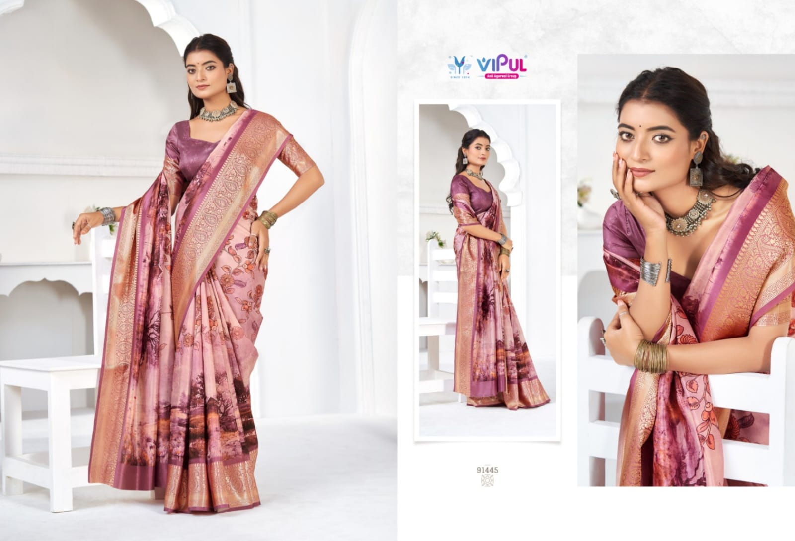 91445 Madhura Vol 3 Vipul Soft Silk Sarees
