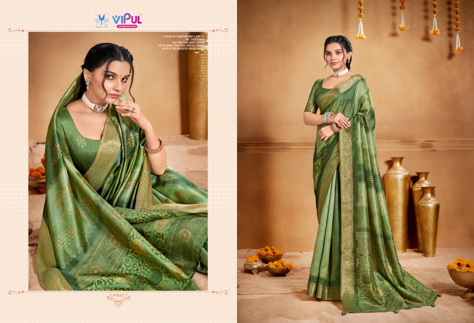 91567 Angora 915G Vipul Soft Silk Sarees