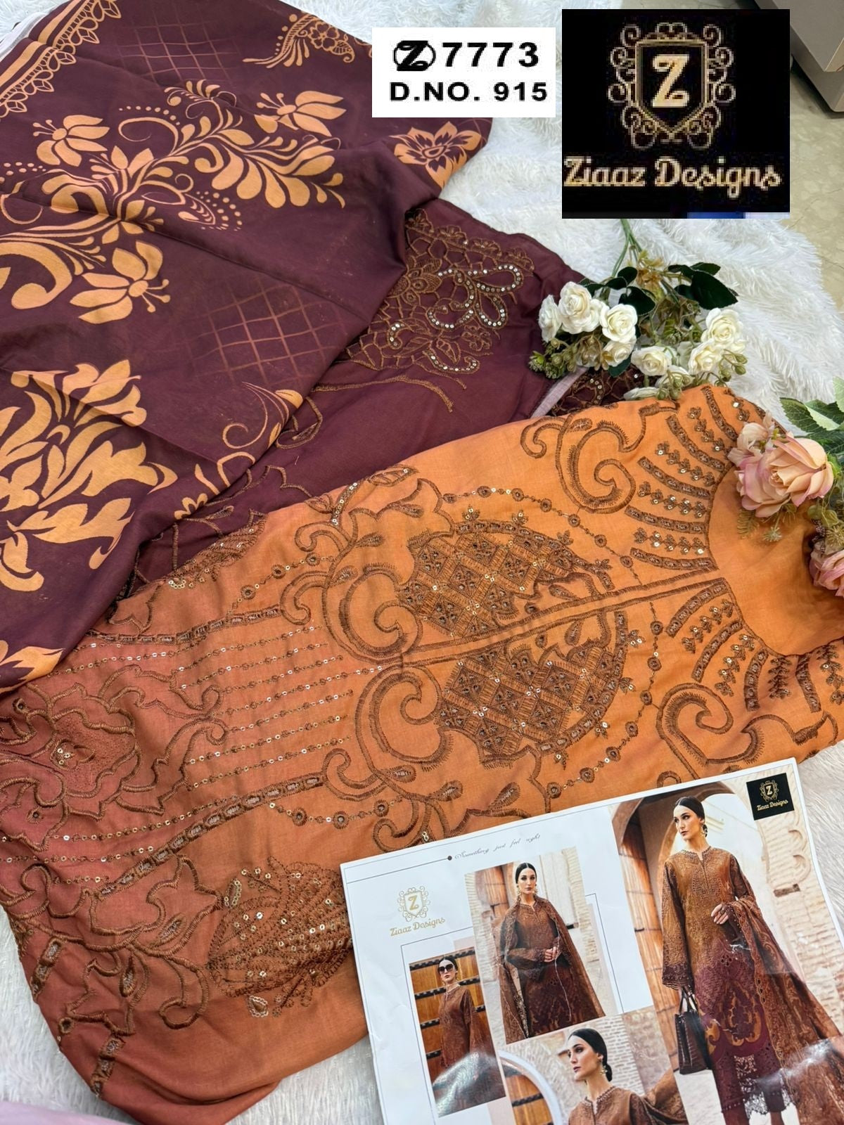 915 Ziaaz Designs Cambric Cotton Pakistani Salwar Suits