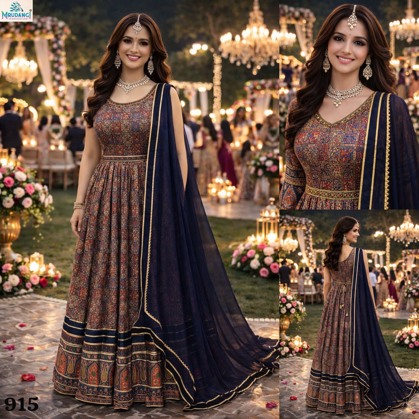 915 Muskan Vol 2 Mrudangi Dola Silk Gown Dupatta Set