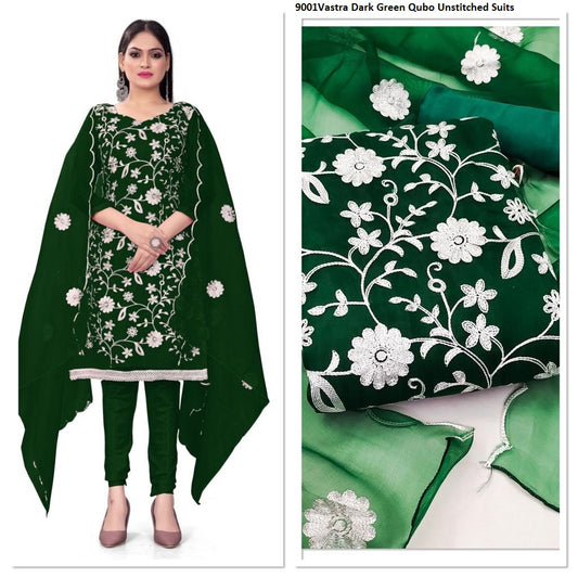 9001Vastra Dark Green Qubo Unstitched Suits