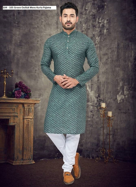 104 - 105 Green Outluk Mens Kurta Pyjama