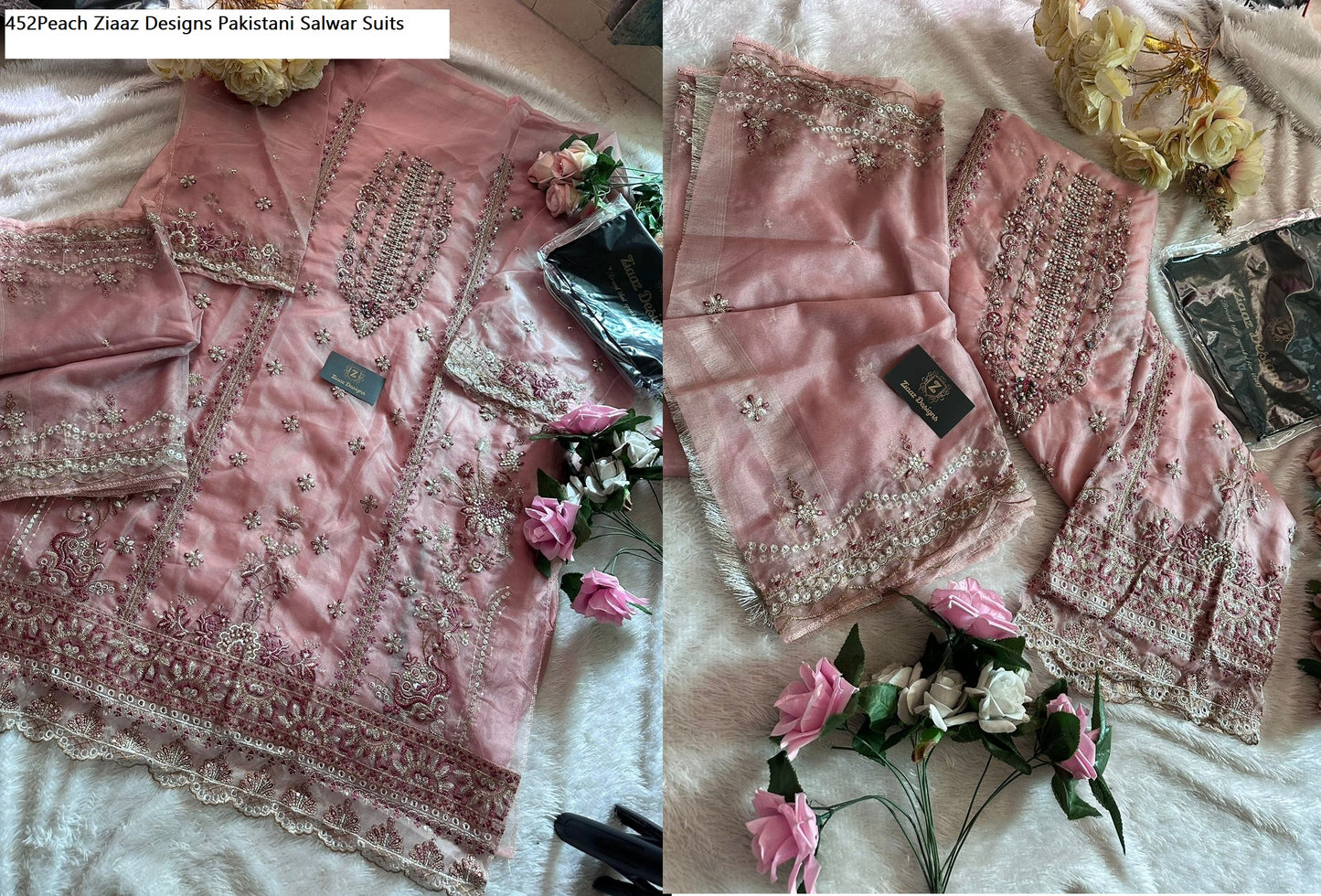 452Peach Ziaaz Designs Pakistani Salwar Suits
