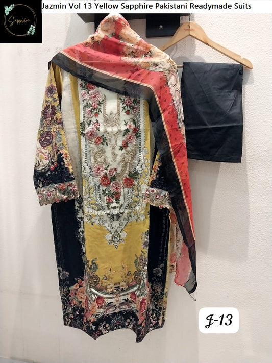 Jazmin Vol 13 Yellow Sapphire Pakistani Readymade Suits