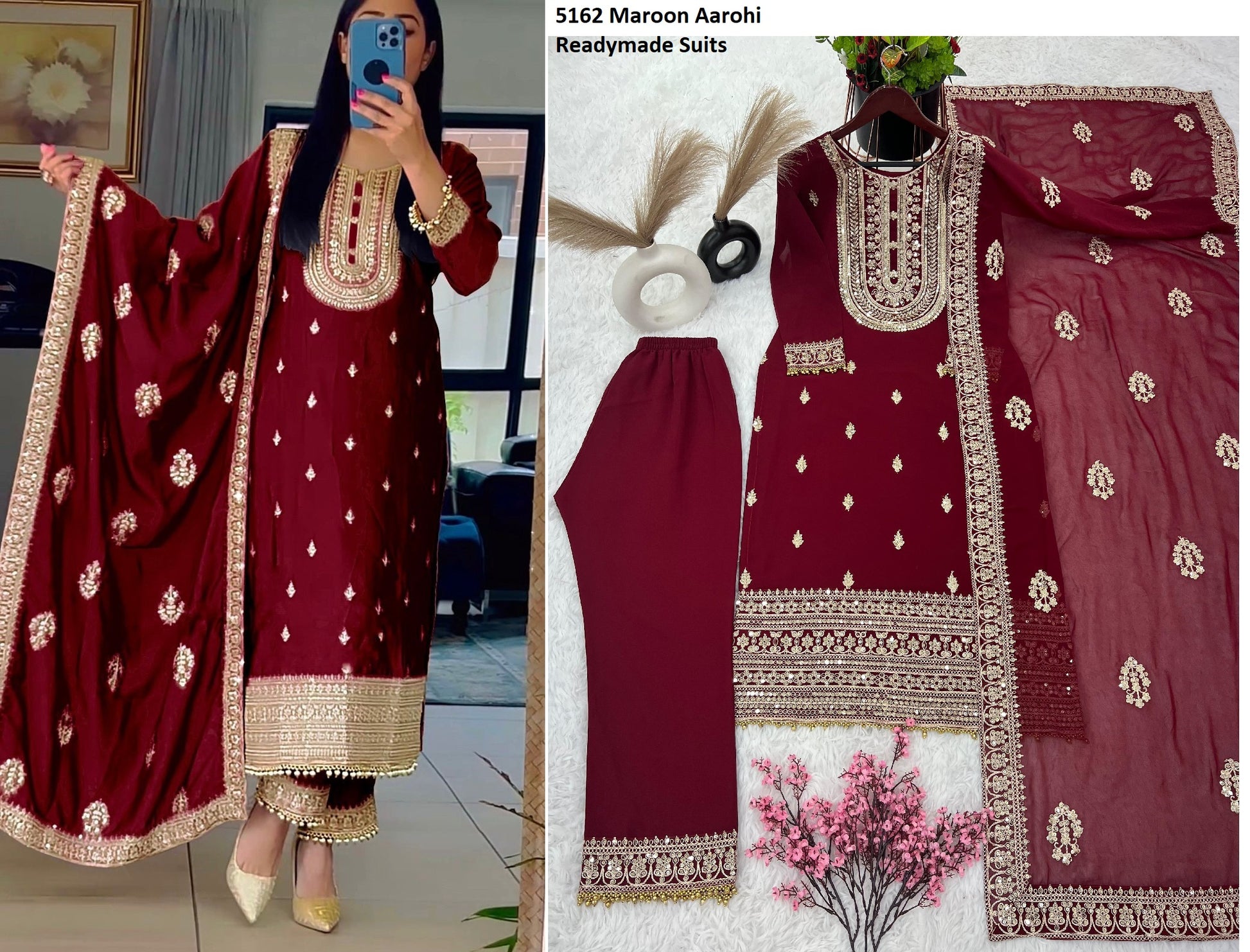 5162 Maroon Aarohi Readymade Suits