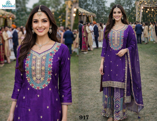 917 Srivalli Mrudangi Real Chinon Readymade Suits