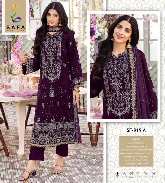 919A Safa Creation Embroidery Pakistani Salwar Suits