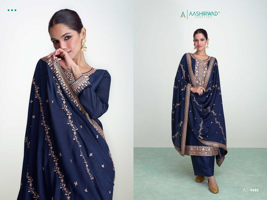 9682 Syra Aashirwad Creation Unstitched Suits