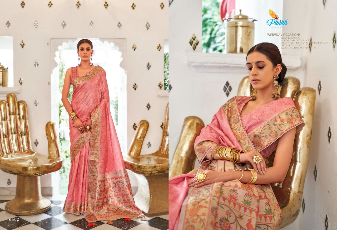 6502 Surkh Pankh Sarees