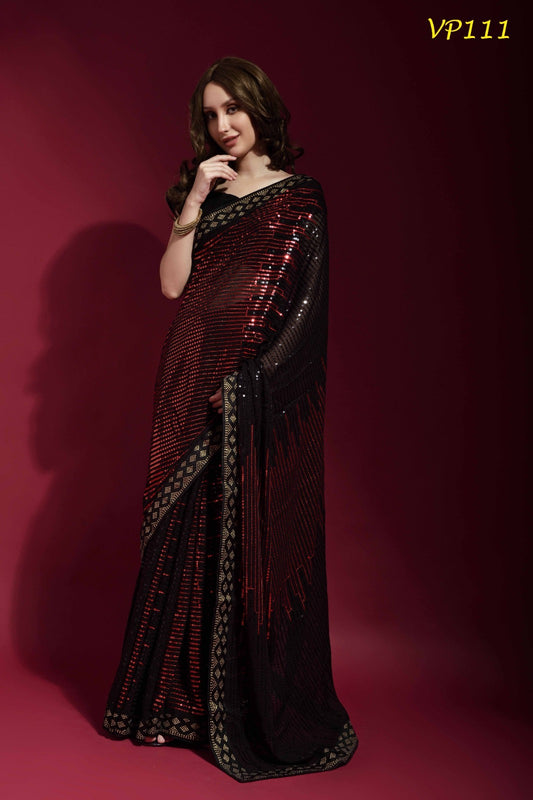 111 Pyramid Fashion Berry Sarees