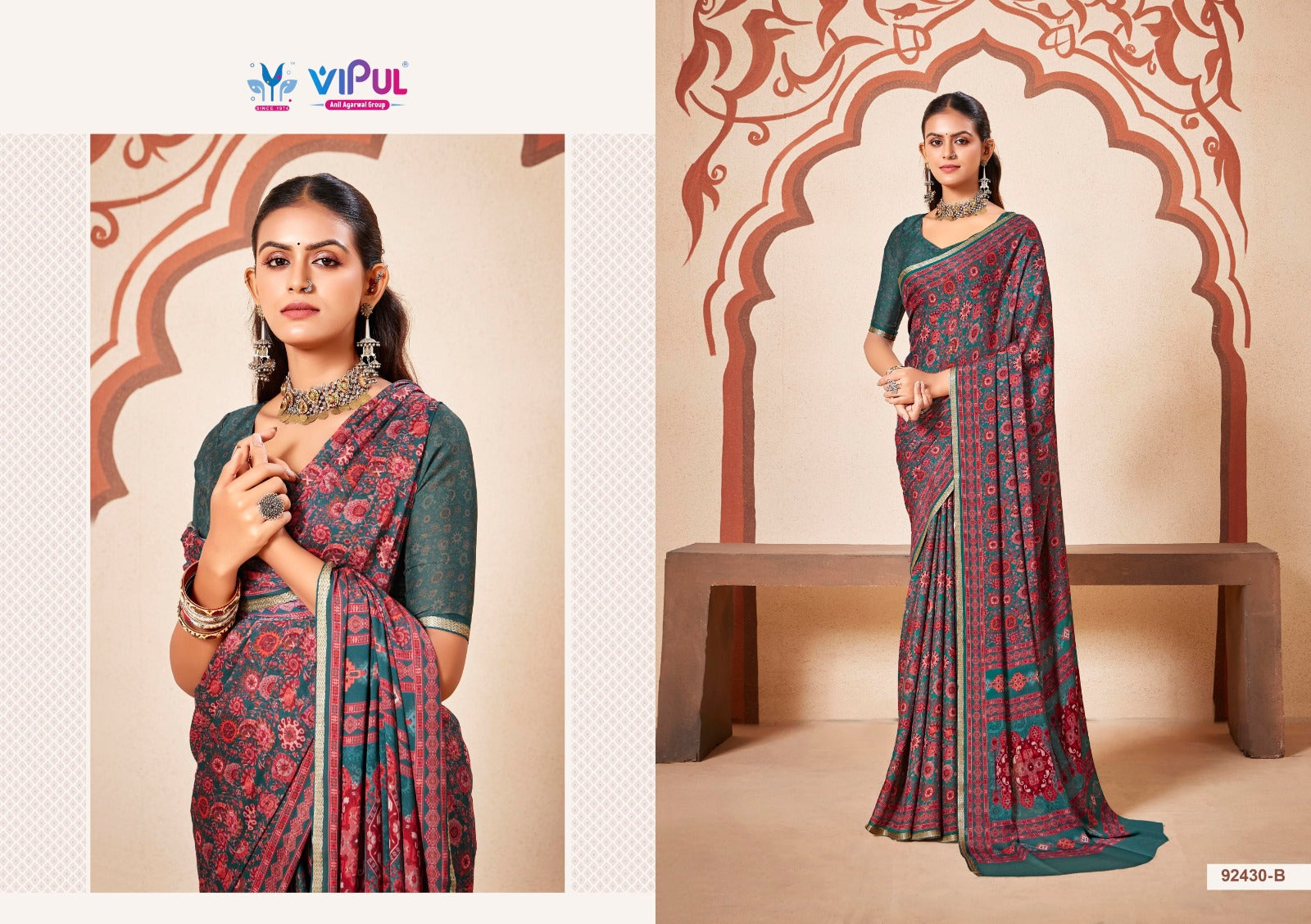92430-B Antique Gold Vol 4 Vipul Crape Silk Sarees