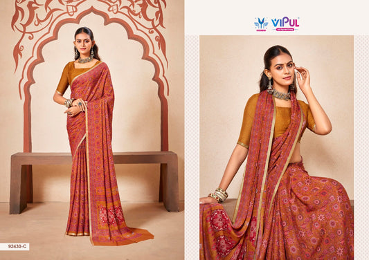 92430-C Antique Gold Vol 4 Vipul Crape Silk Sarees