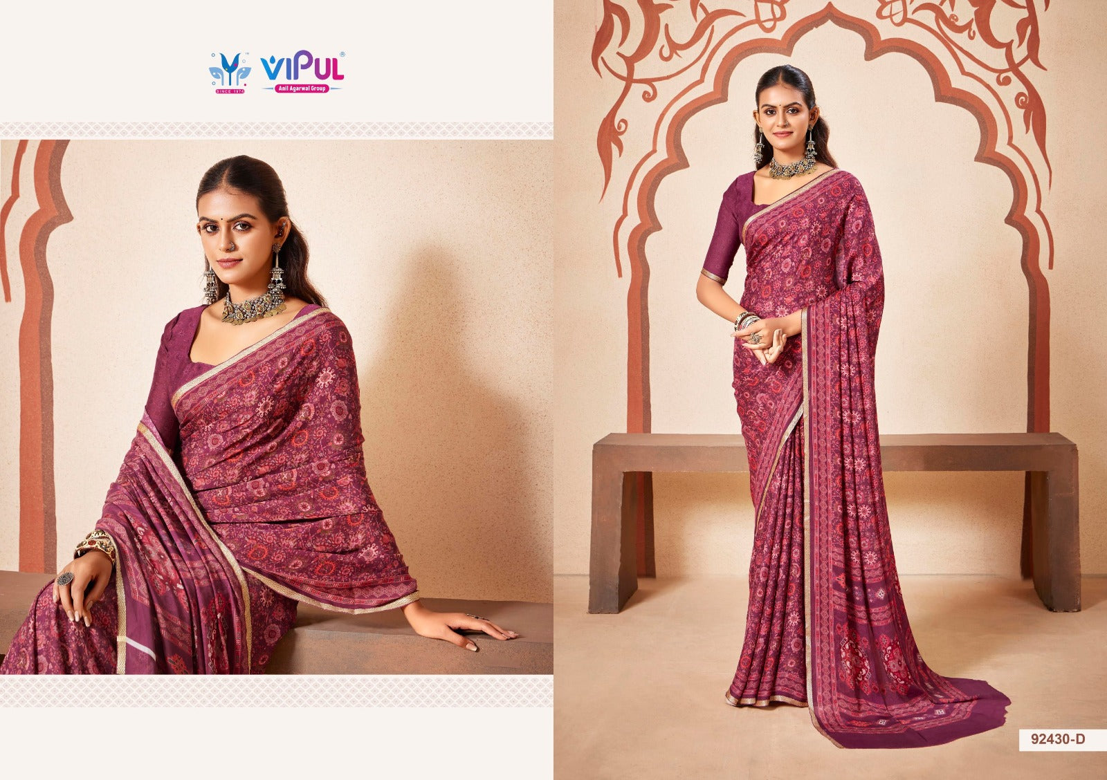 92430-D Antique Gold Vol 4 Vipul Crape Silk Sarees