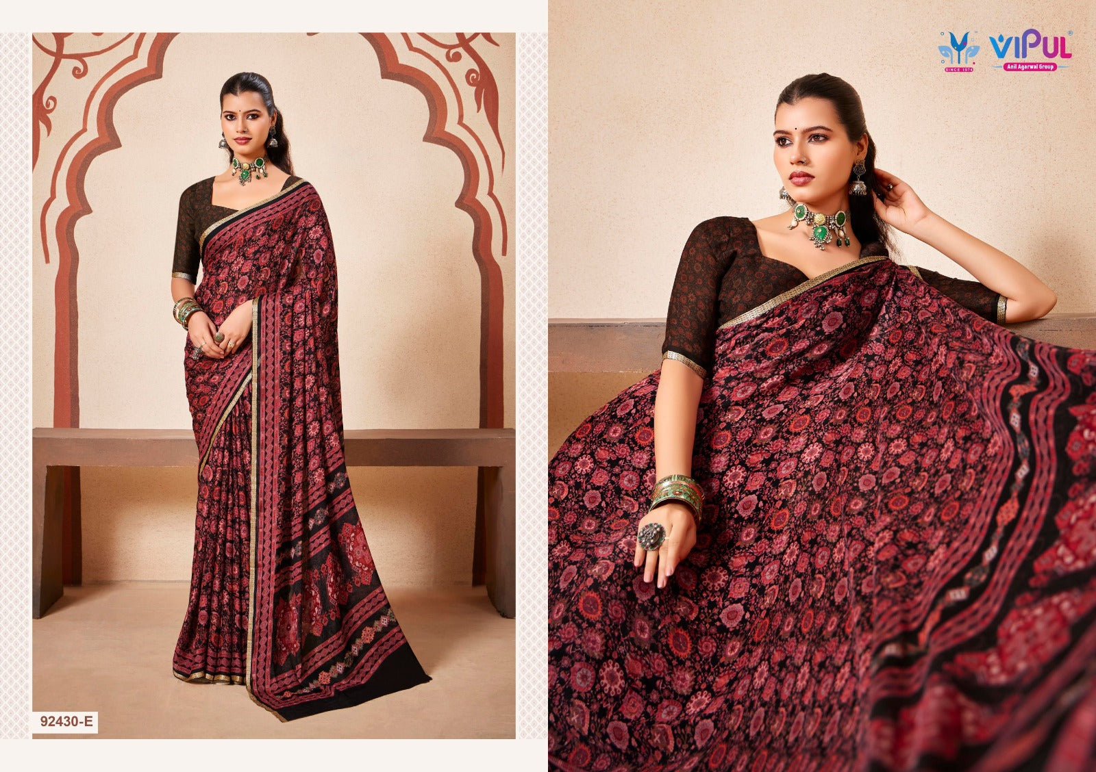 92430-E Antique Gold Vol 4 Vipul Crape Silk Sarees