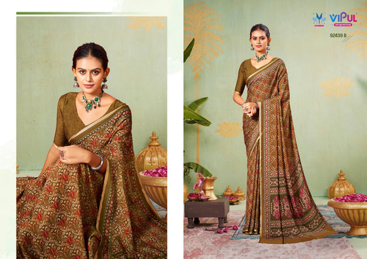92439-B Antique Gold Vol 5 Vipul Crape Silk Sarees