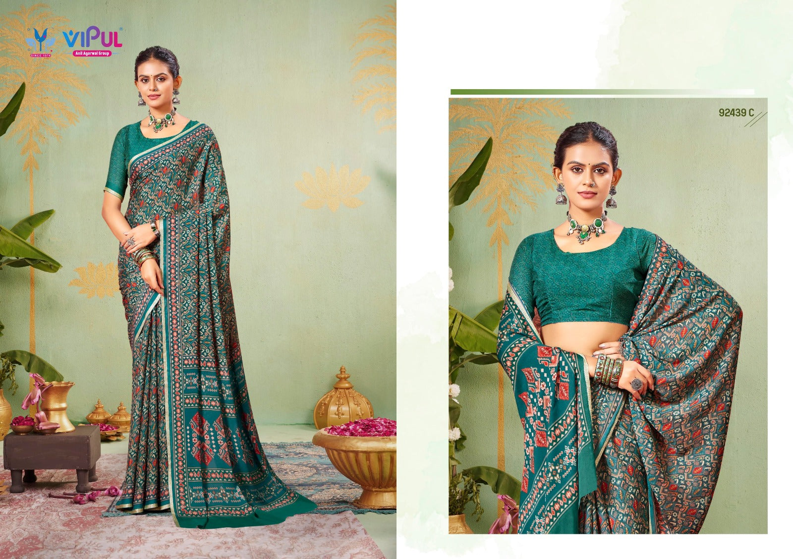 92439-C Antique Gold Vol 5 Vipul Crape Silk Sarees