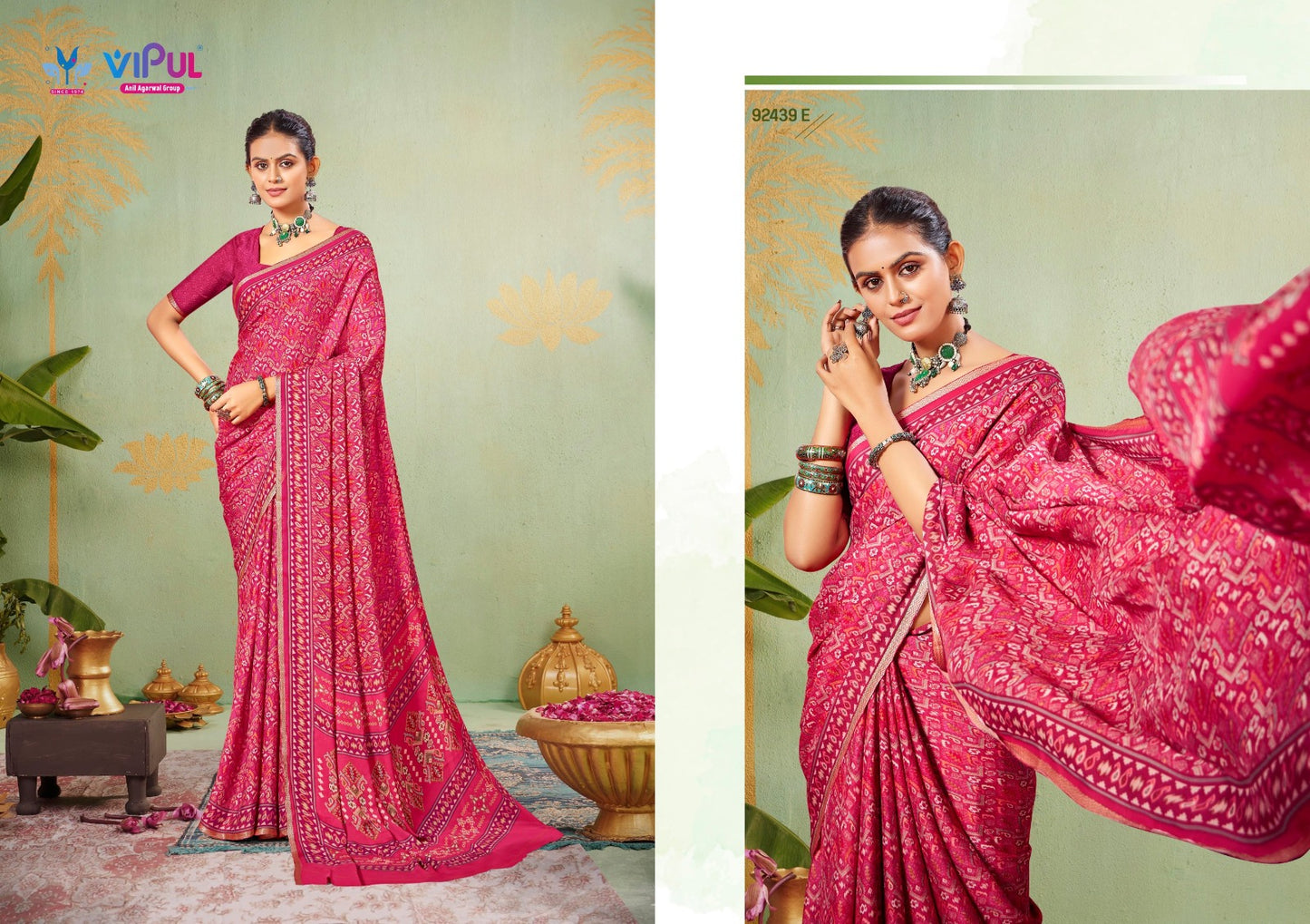 92439-E Antique Gold Vol 5 Vipul Crape Silk Sarees