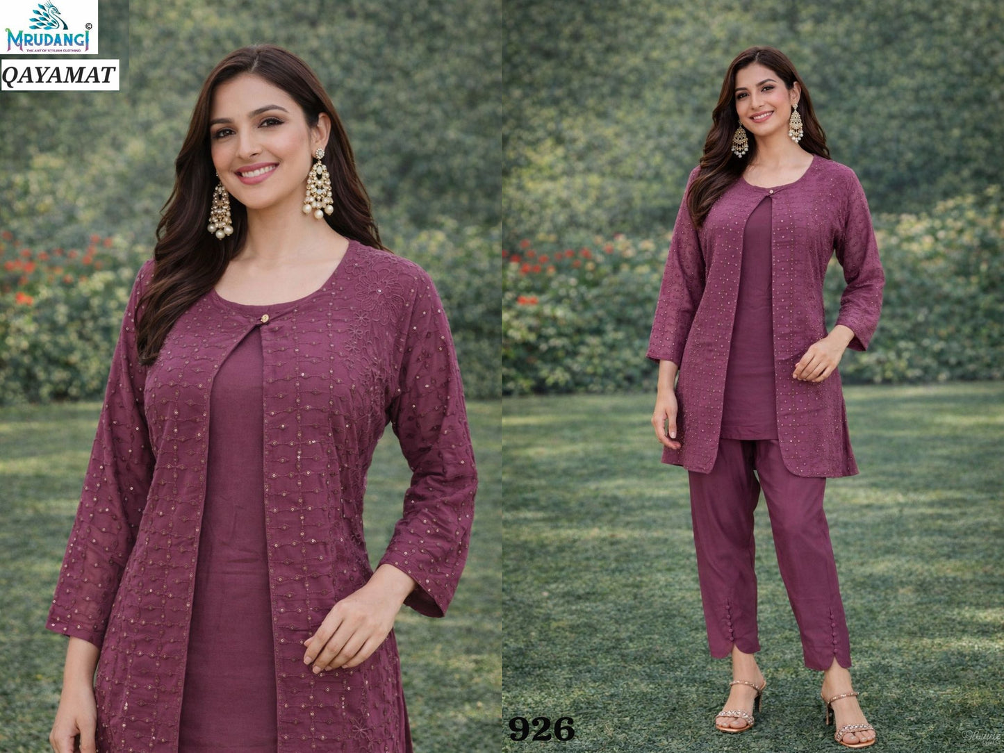 926 Qayamat Mrudangi Georgette Indowestern Co Ord Set
