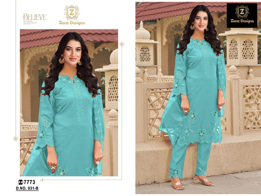 931-B Ziaaz Designs Cambric Cotton Pakistani Salwar Suits