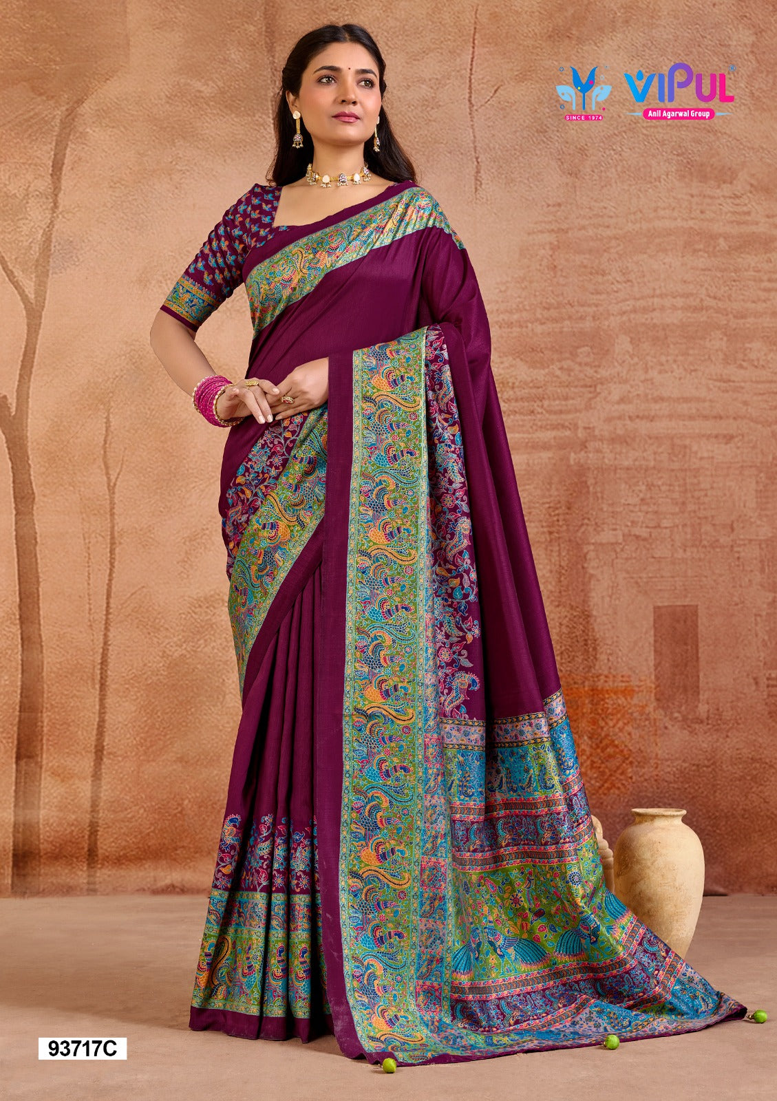 93717-C Ivory Vol 14 Vipul Silk Sarees