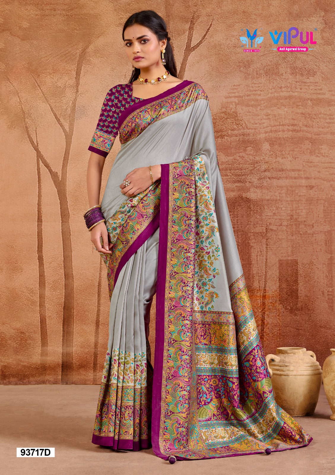 93717-D Ivory Vol 14 Vipul Silk Sarees