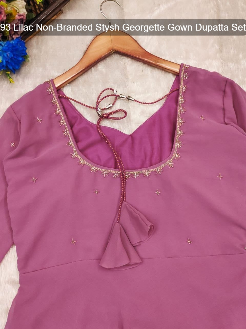 93 Lilac Non-Branded Stysh Georgette Gown Dupatta Set