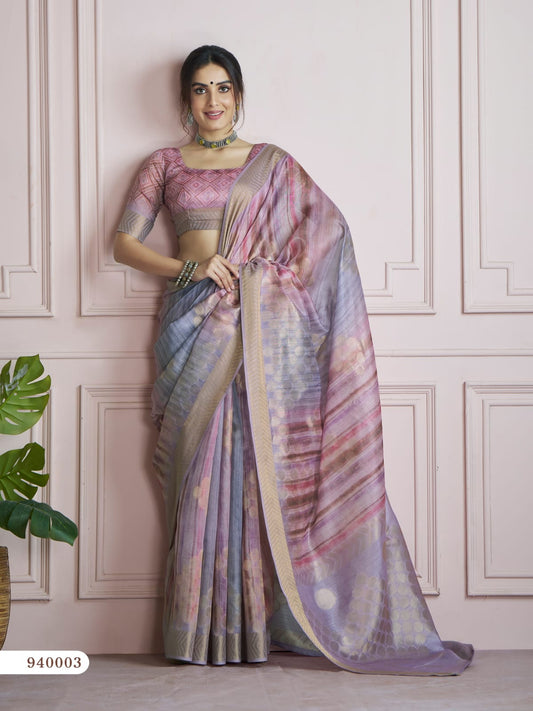 940003 Kingfisher Rajpath Khadi Sarees