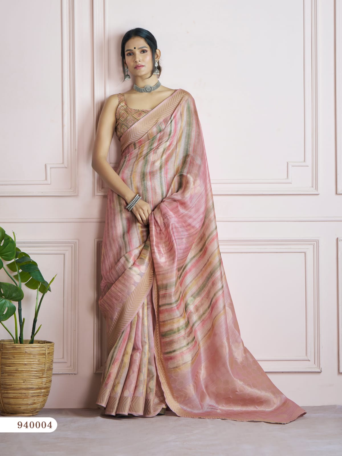 940004 Kingfisher Rajpath Khadi Sarees