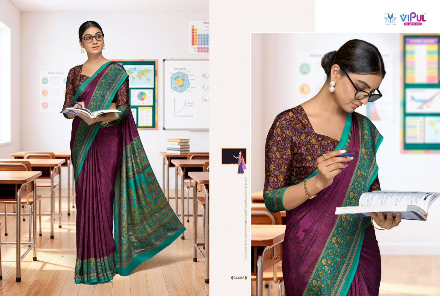 94406 Smart Silk Vol 7 Vipul Crepe Sarees