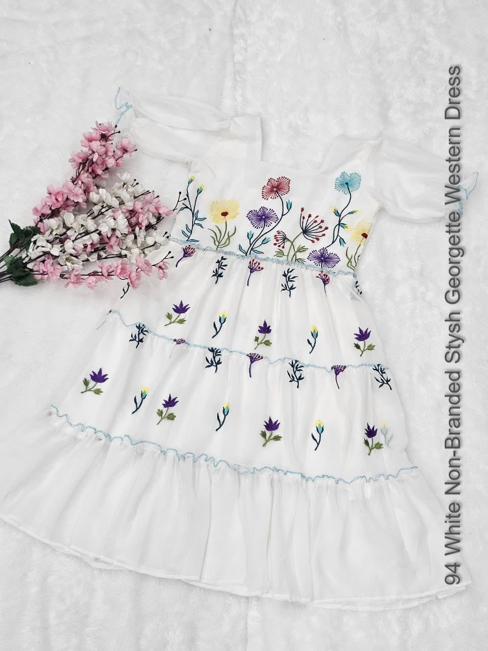 94 White Non-Branded Stysh Georgette Western Dress