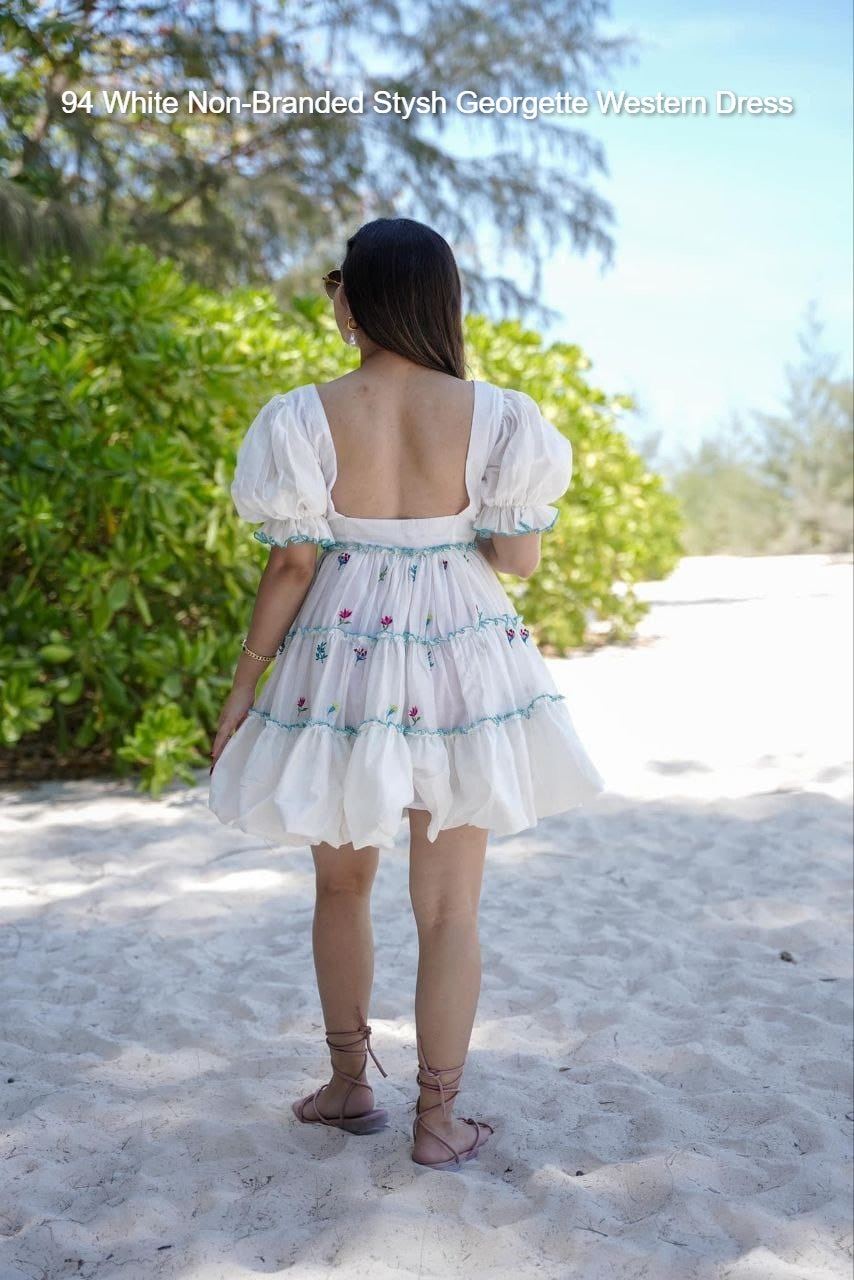 94 White Non-Branded Stysh Georgette Western Dress