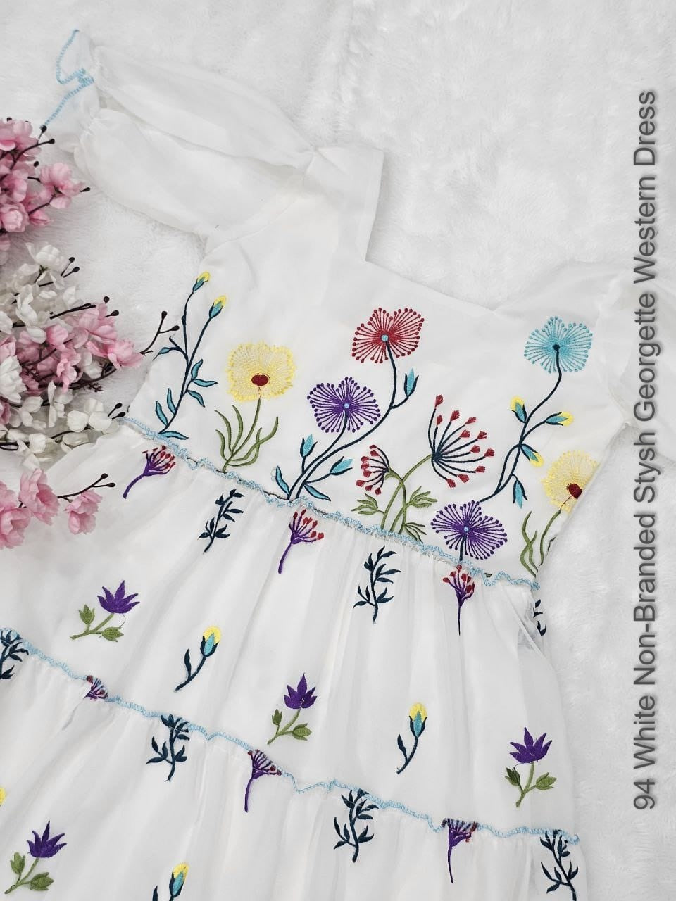 94 White Non-Branded Stysh Georgette Western Dress