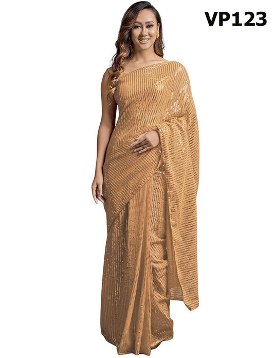 123 Plain Sequence Fashion Berry Sarees