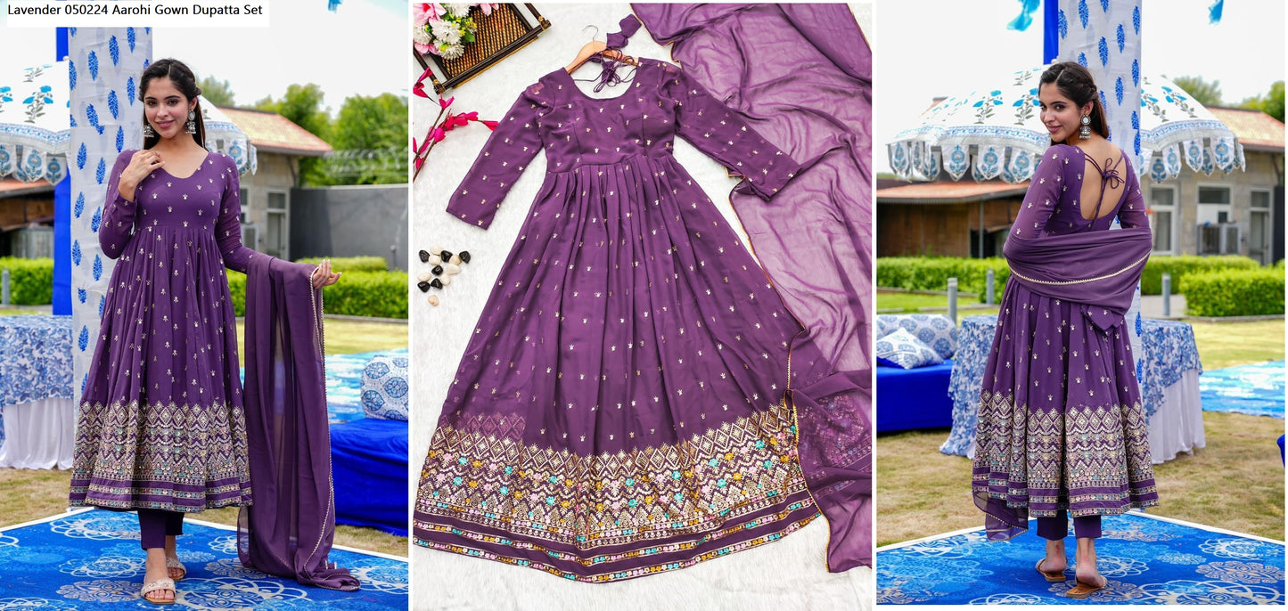 Lavender 050224 Aarohi Gown Dupatta Set