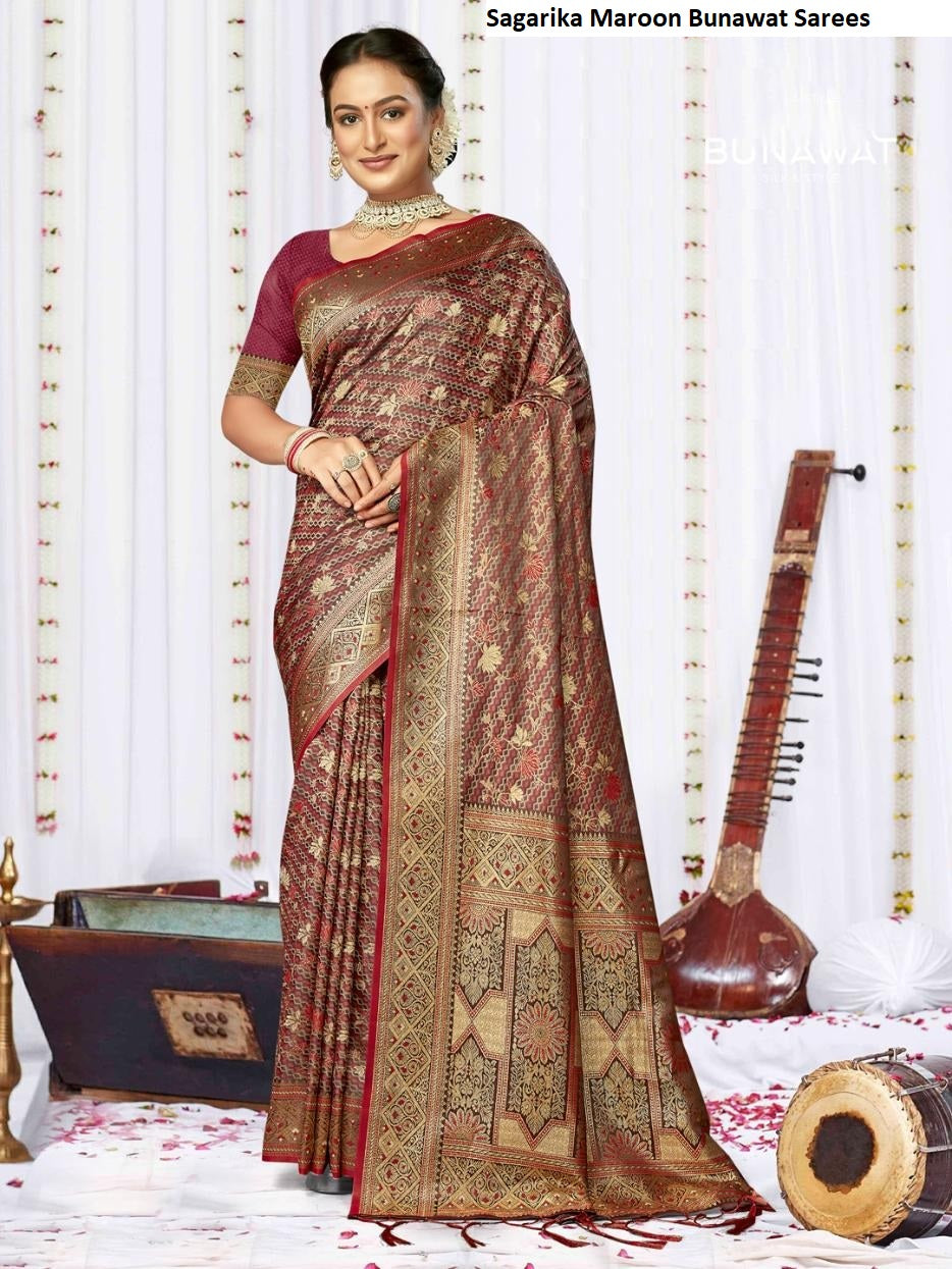 Sagarika Maroon Bunawat Sarees