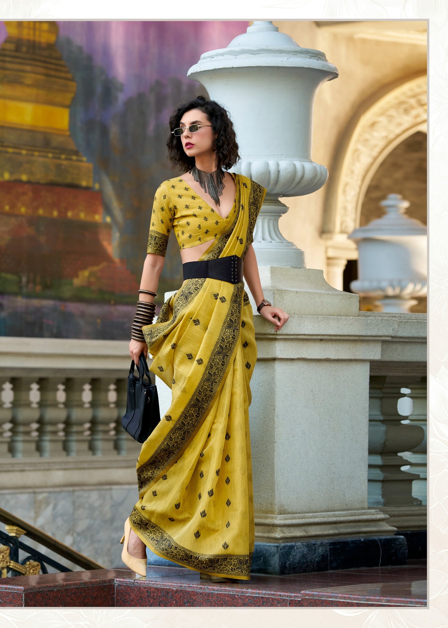 960001 Black Cat Rajpath Tissue Linen Sarees