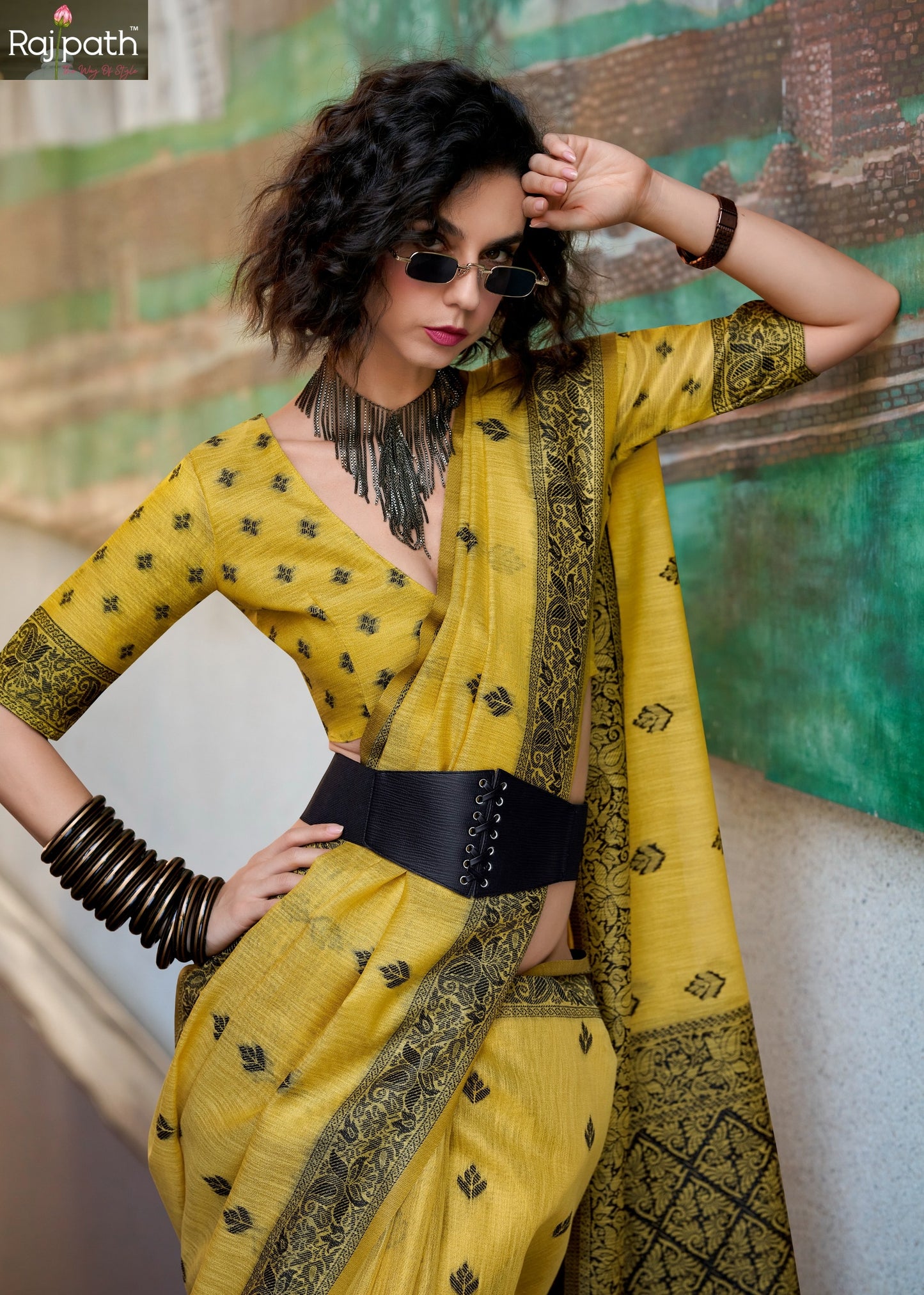 960001 Blackcat Rajpath Tissue Linen Sarees