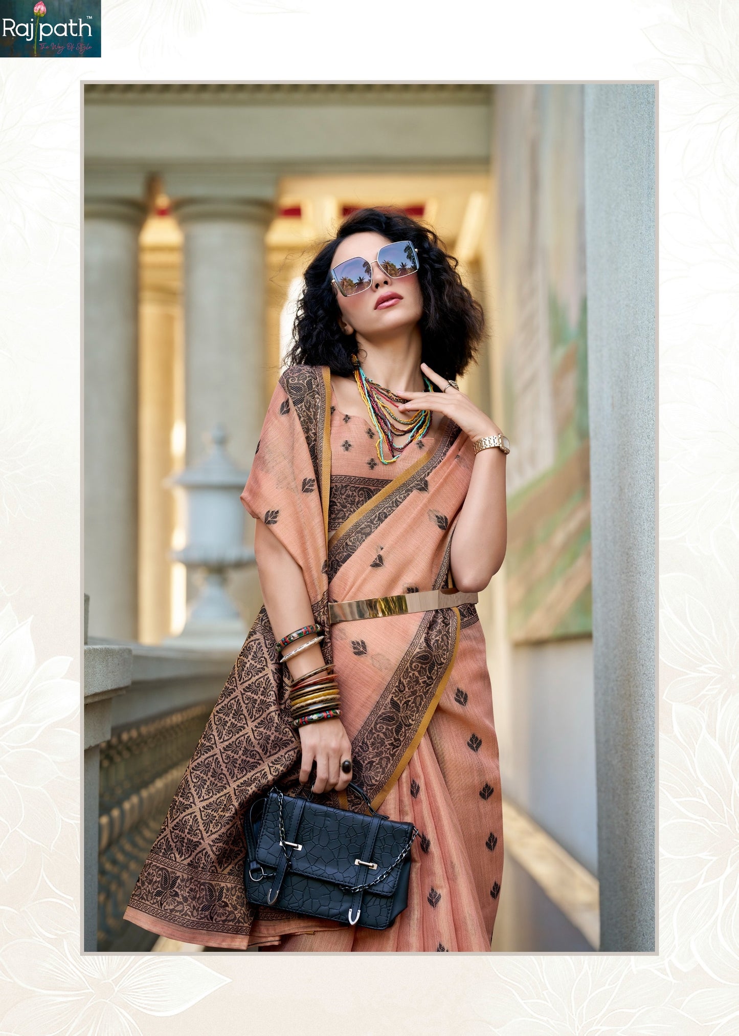 960002 Black Cat Rajpath Tissue Linen Sarees