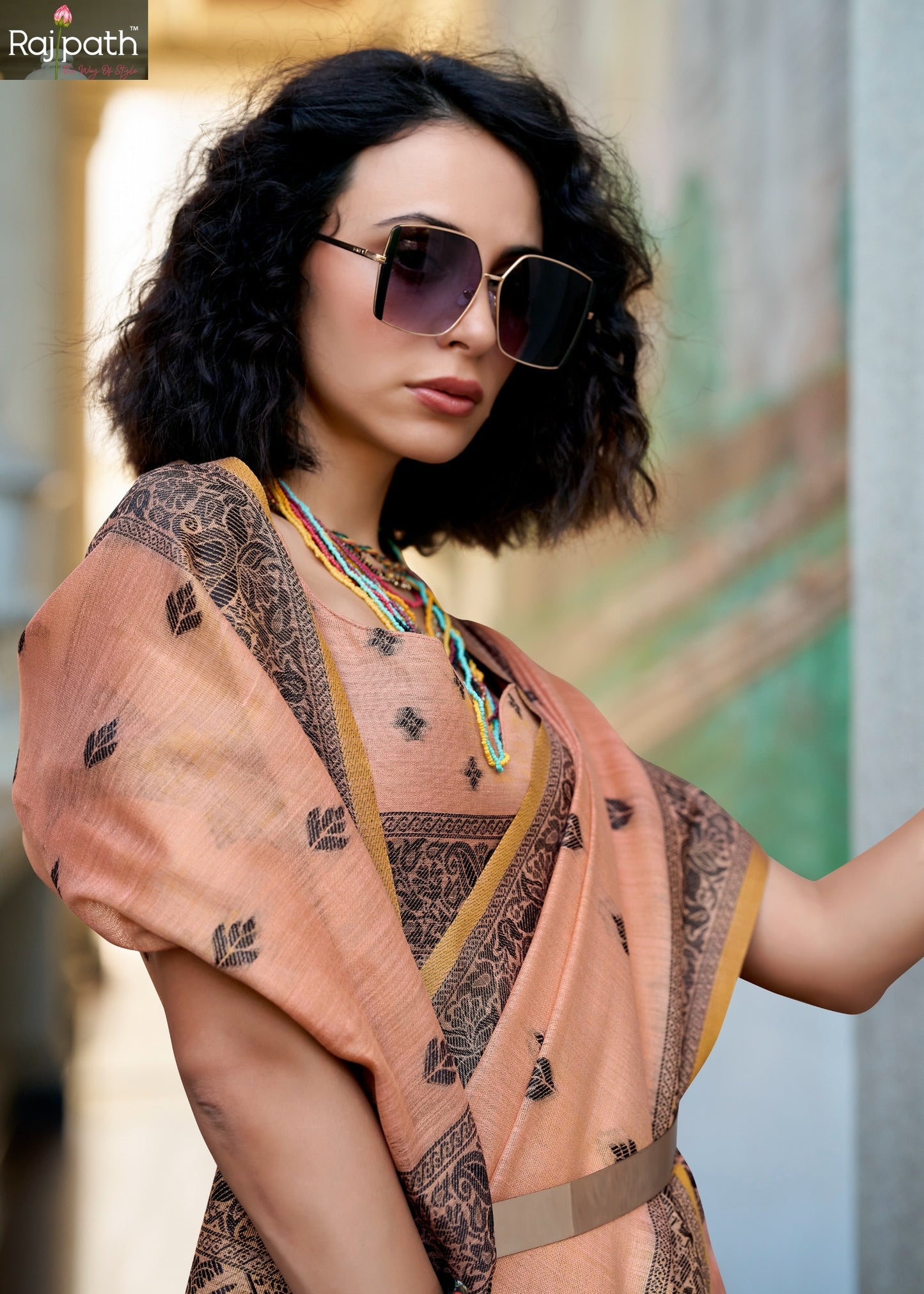 960002 Blackcat Rajpath Tissue Linen Sarees