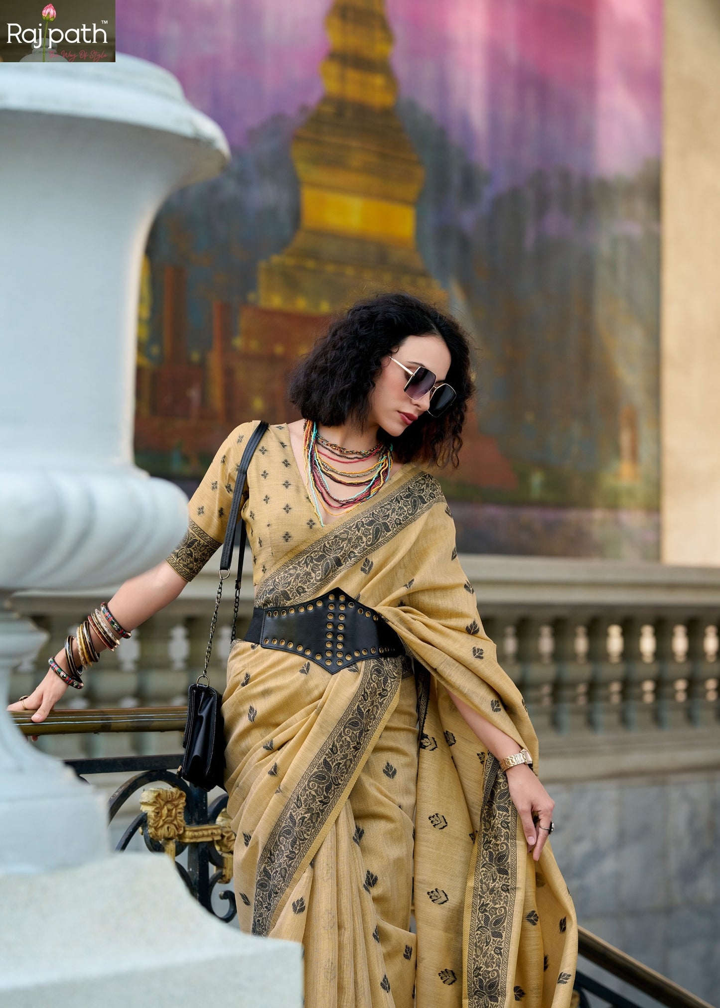 960003 Blackcat Rajpath Tissue Linen Sarees