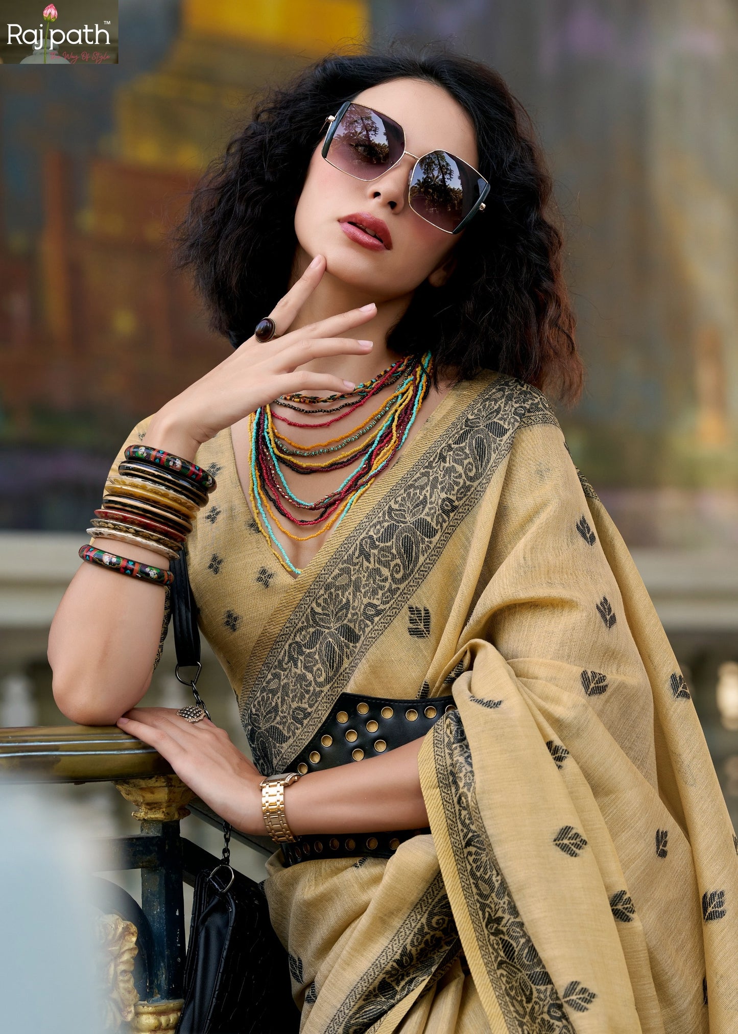 960003 Blackcat Rajpath Tissue Linen Sarees