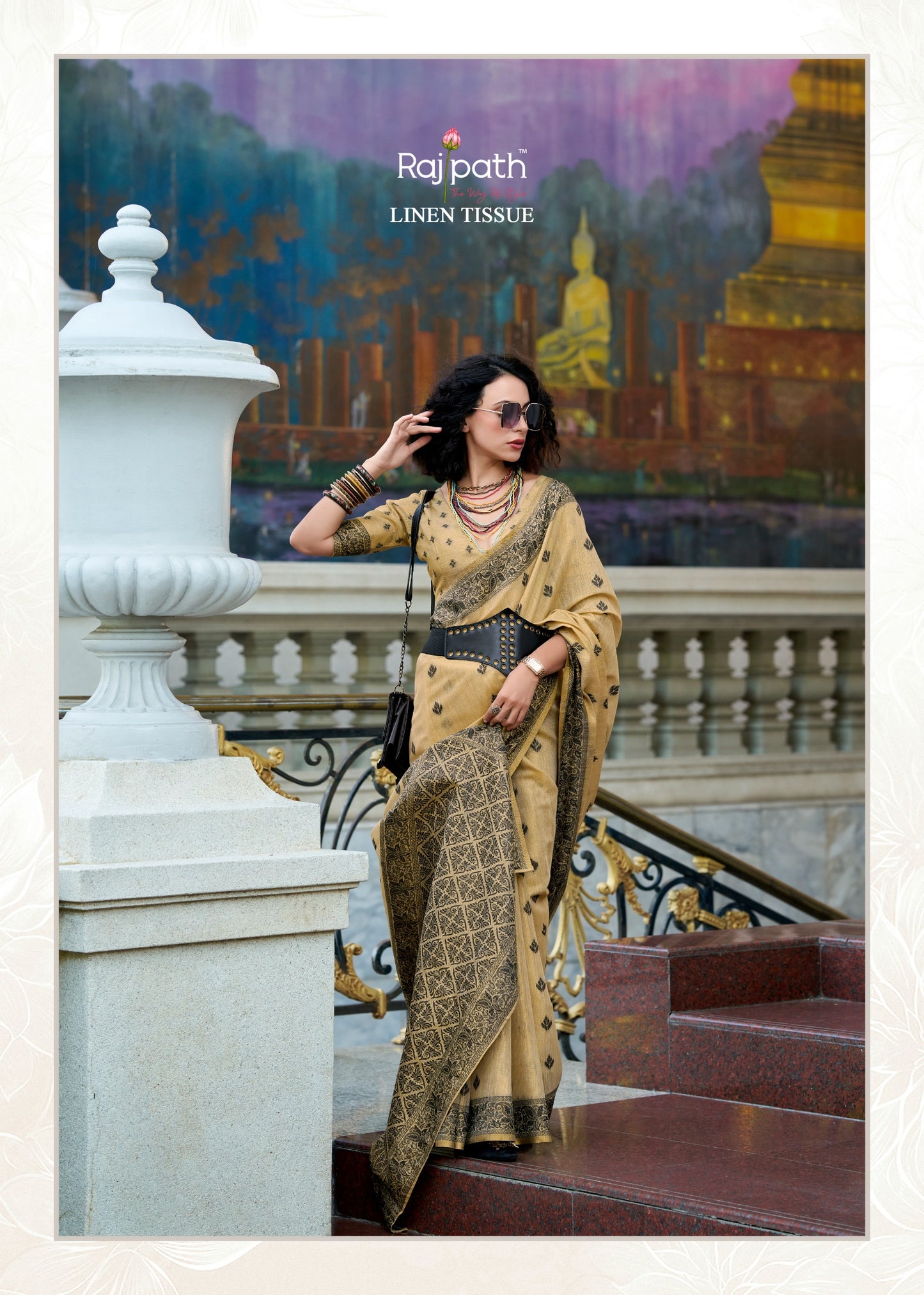 960003 Blackcat Rajpath Tissue Linen Sarees