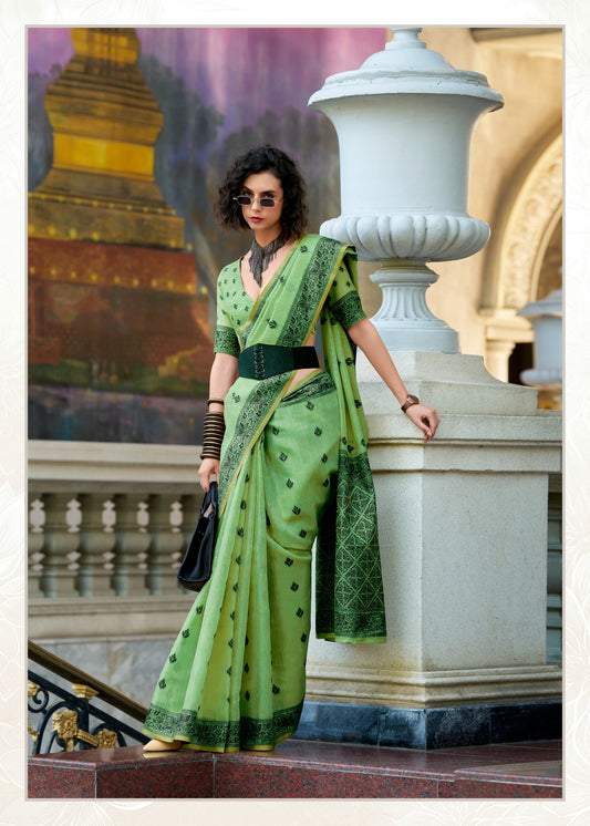 960004 Black Cat Rajpath Tissue Linen Sarees