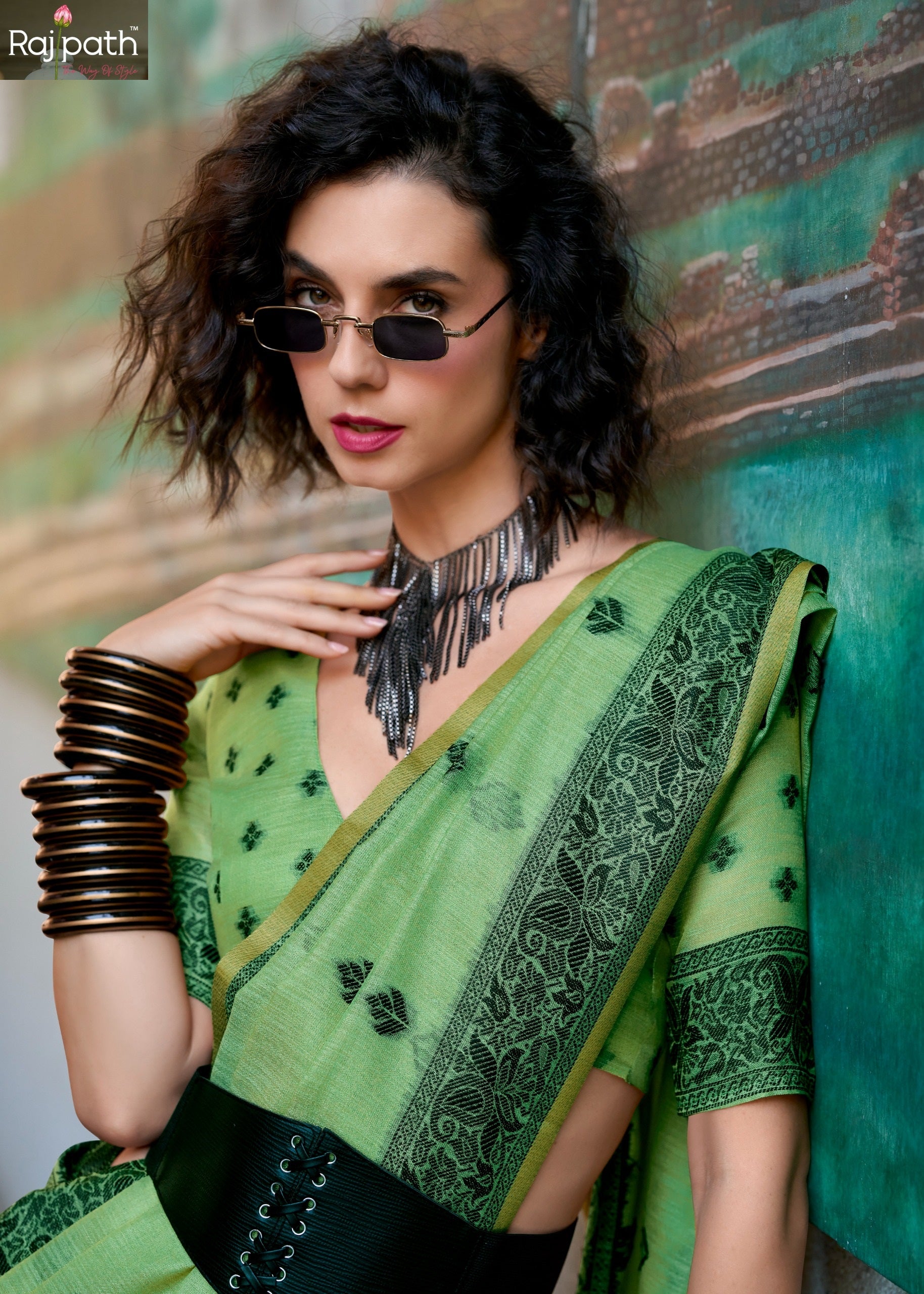 960004 Blackcat Rajpath Tissue Linen Sarees