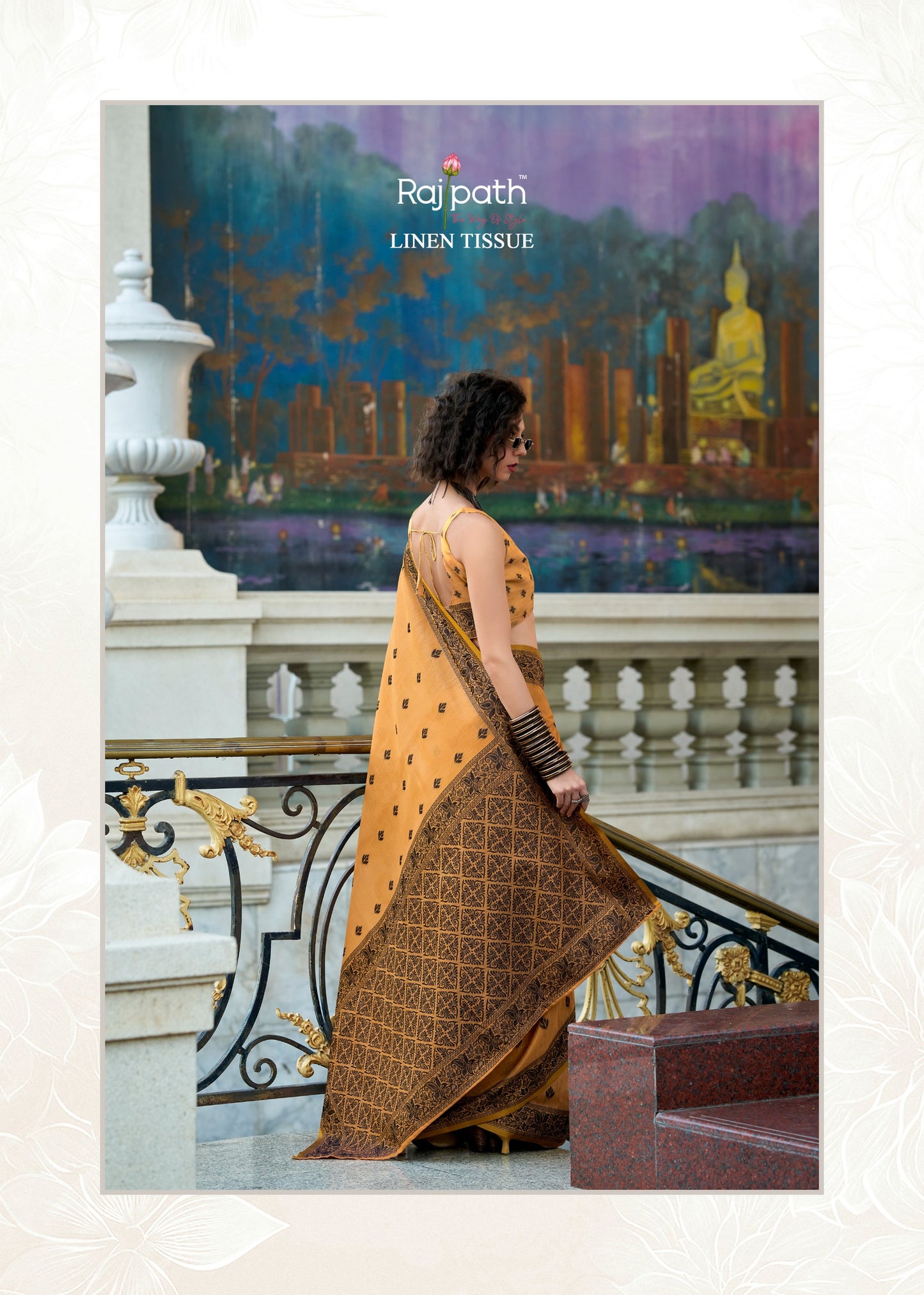 960005 Blackcat Rajpath Tissue Linen Sarees